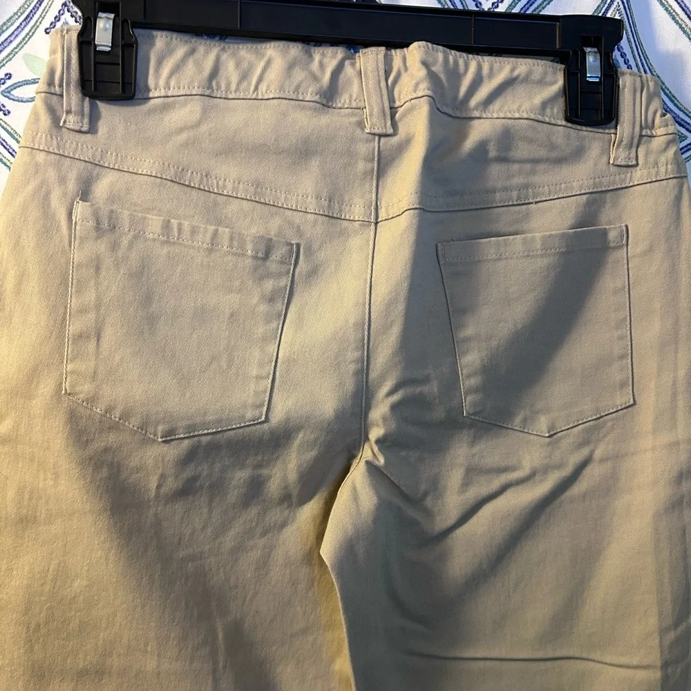 Cat & Jack Khaki Casual Pants w/Flat Front and Elastic Side Bands, NWT Zipper - Picture 7 of 8
